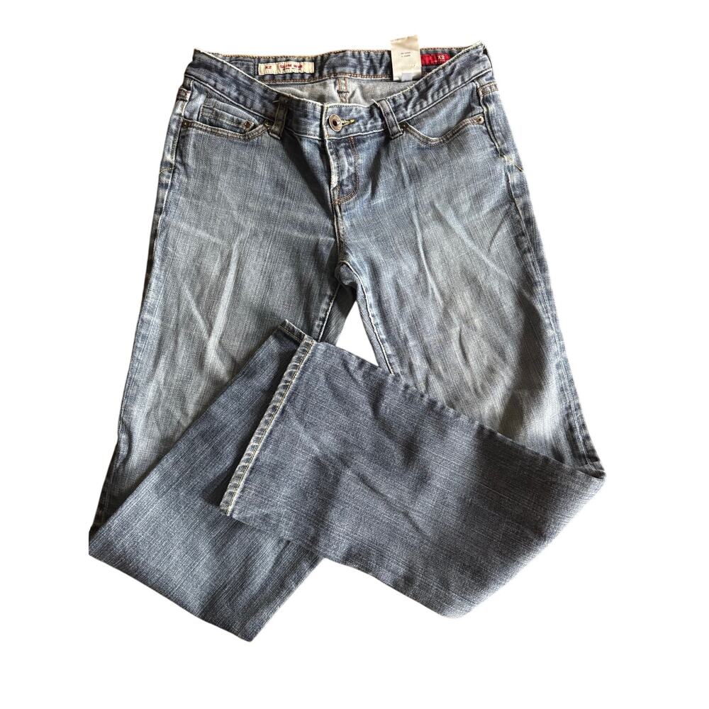 X2 Quality Denim Jeans Womens 8 Low Rise Bootcut Slim W10 Y2K Embroidered